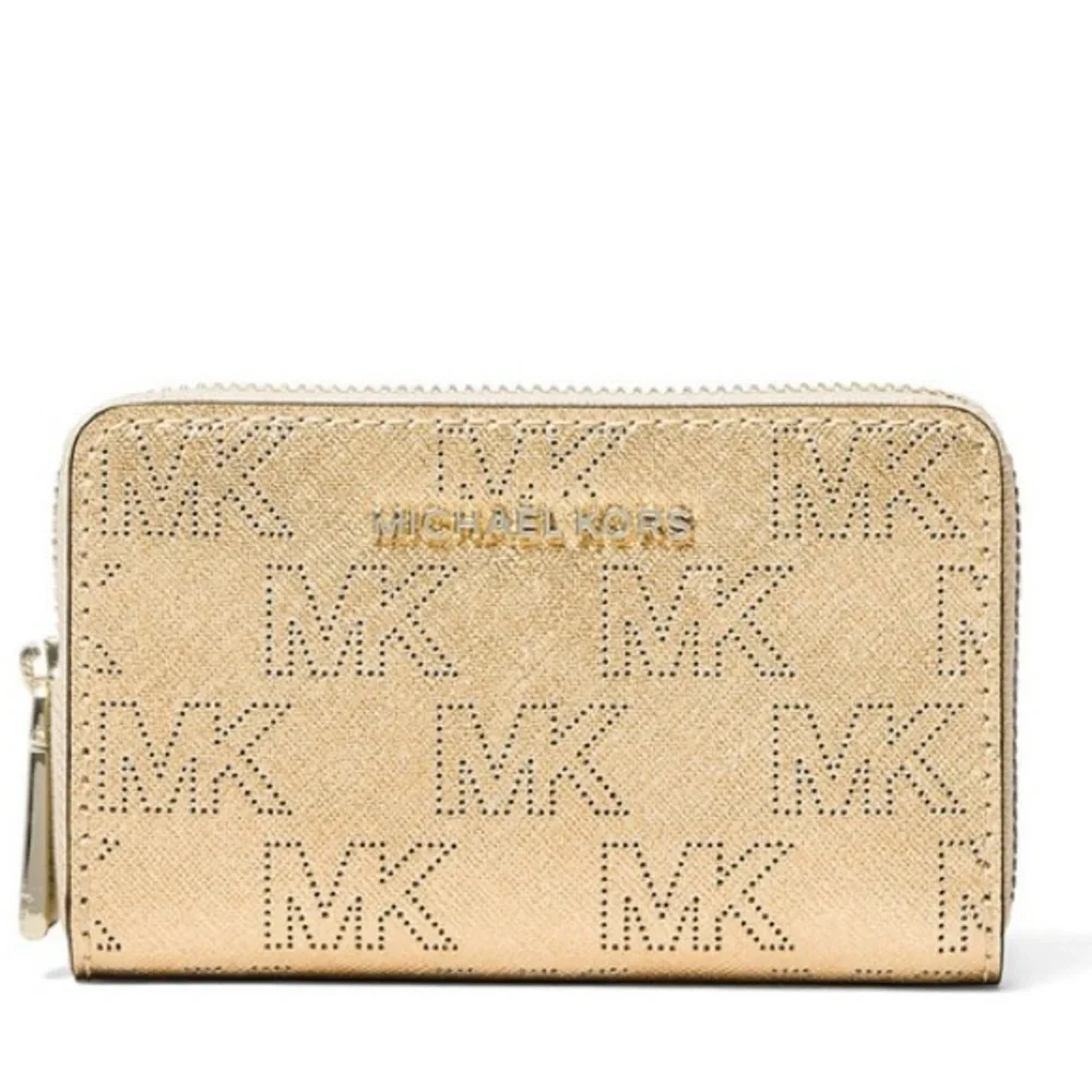 Michael Kors NIB Jet set Gold metallic Wallet with signature logo - Picture 2 of 9